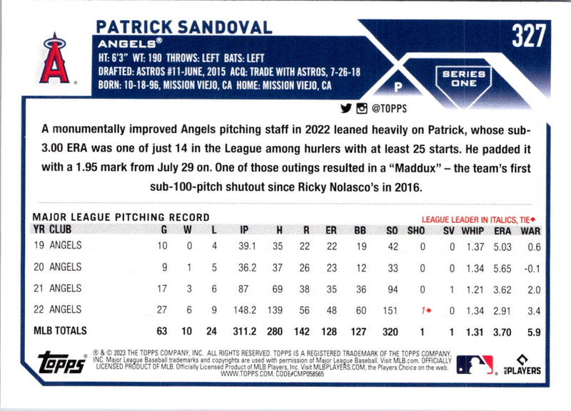 2023 Topps Patrick Sandoval