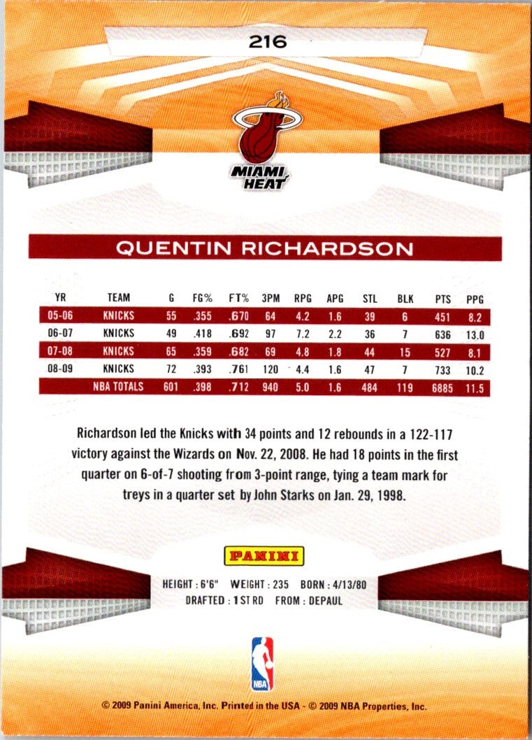 2009 Panini Quentin Richardson