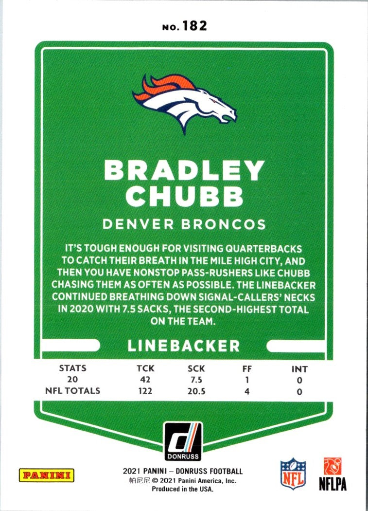 2021 Donruss Press Proof Blue Bradley Chubb