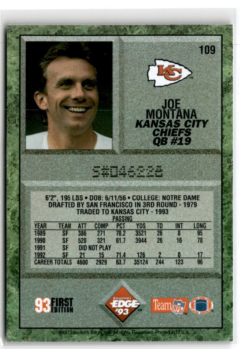 1993 Collector's Edge Joe Montana