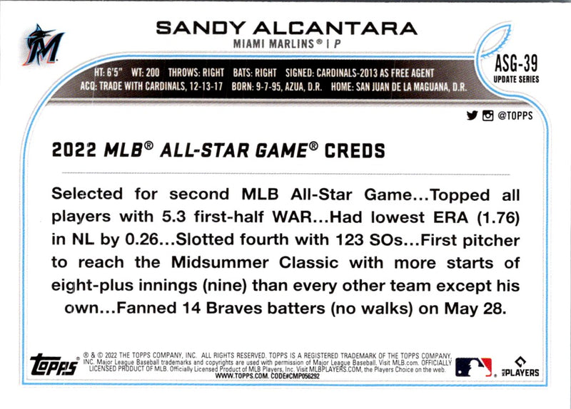 2022 Topps Update 2022 MLB All-Star Game Sandy Alcantara