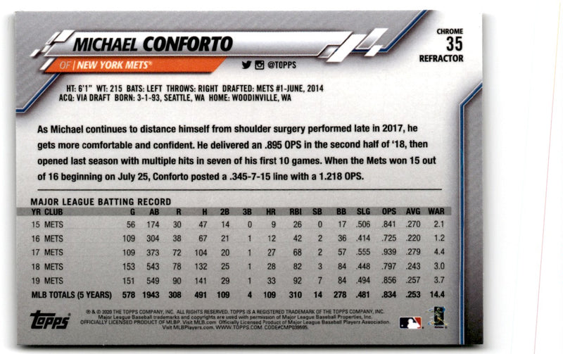 2020 Topps Chrome Michael Conforto