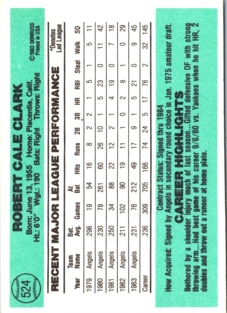 1984 Donruss Bobby Clark