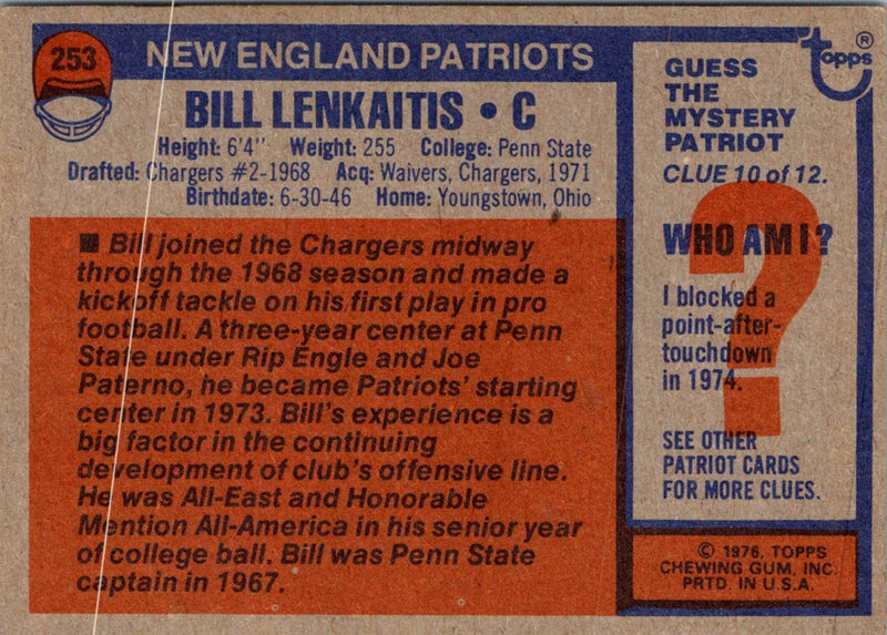 1976 Topps Bill Lenkaitis