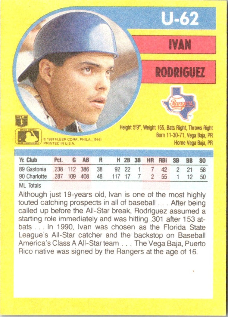 1991 Fleer Update Ivan Rodriguez