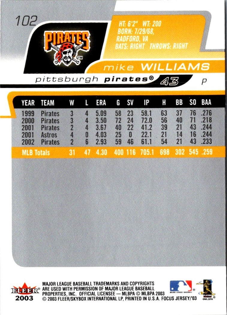 2003 Fleer Focus Jersey Edition Mike Williams