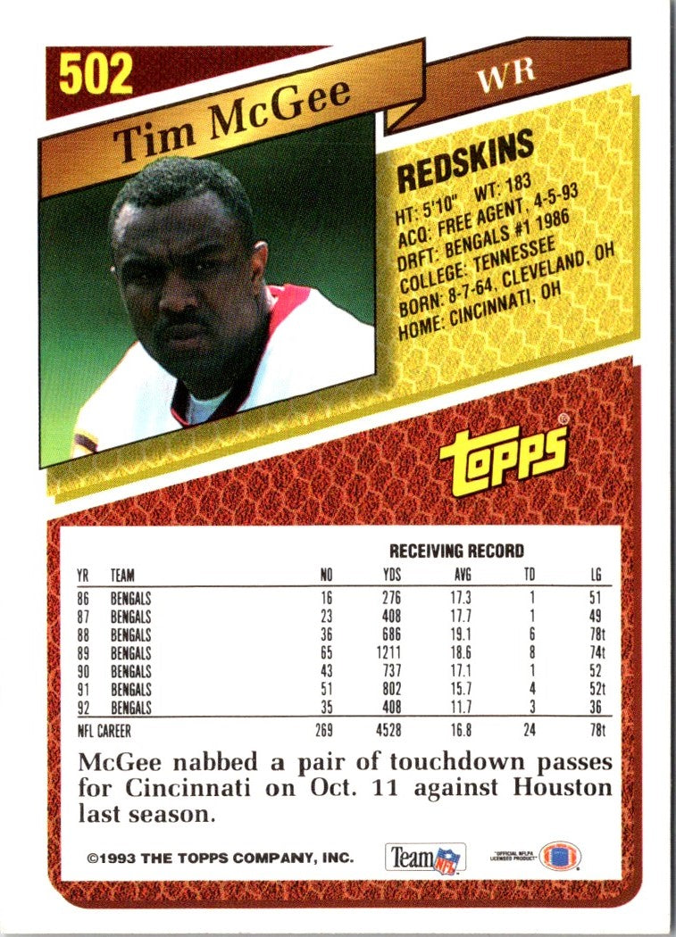 1993 Topps Gold Tim McGee