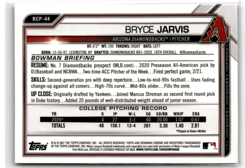 2021 Bowman Draft Chrome Sapphire Bryce Jarvis