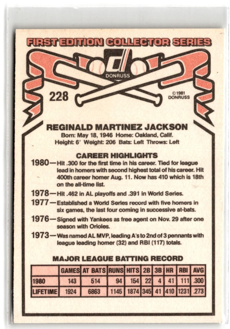 1981 Donruss Reggie Jackson