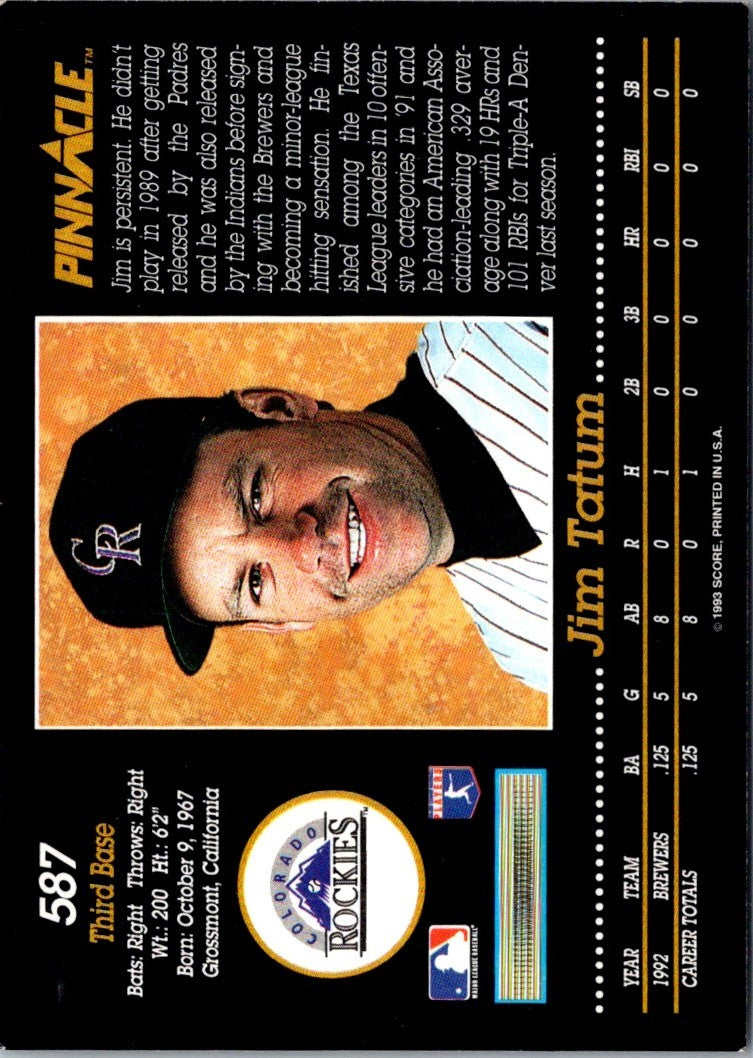 1993 Pinnacle Jim Tatum