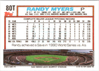 1992 Topps Traded Randy Myers #80T