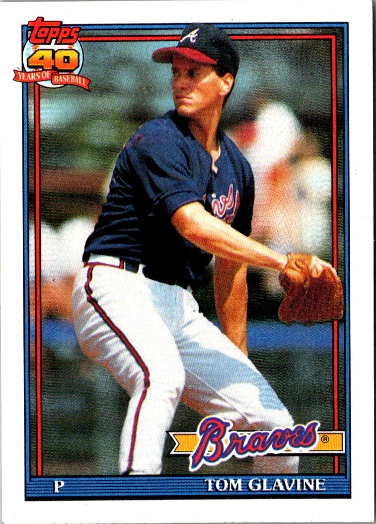 1991 Topps Dark Logo Variation Tom Glavine