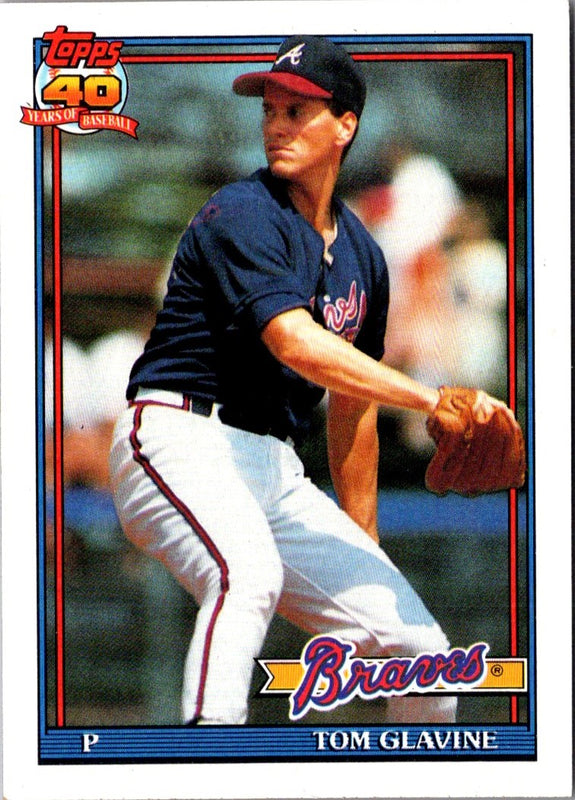 1991 Topps Dark Logo Variation Tom Glavine #82