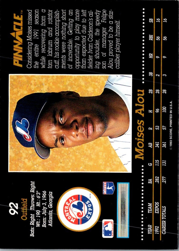 1993 Pinnacle Moises Alou