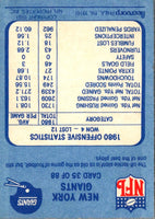 1981 Fleer Team Action New York Giants Offense #35