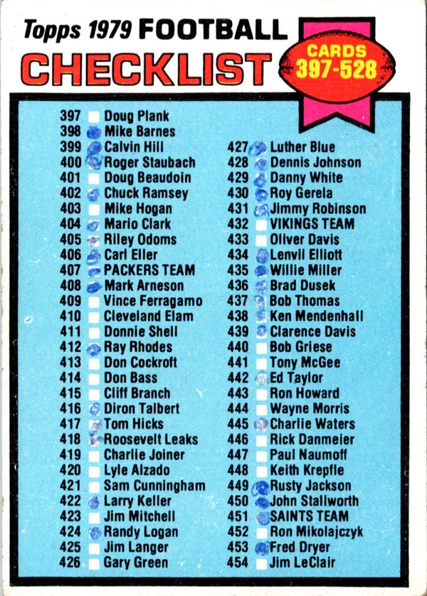 1979 Topps Checklist 397-528 #486