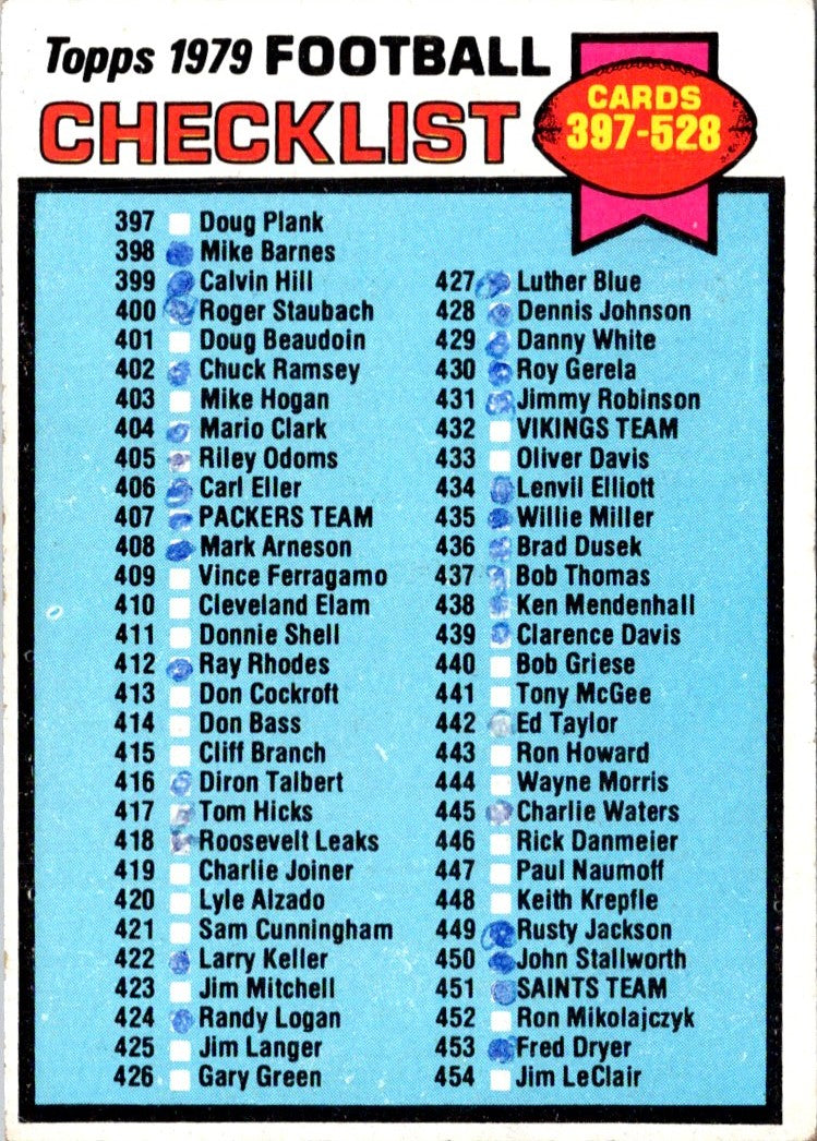 1979 Topps Checklist 397-528