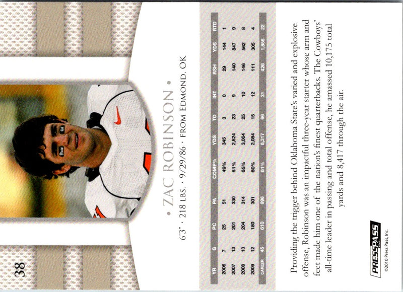 2010 Press Pass PE Zac Robinson