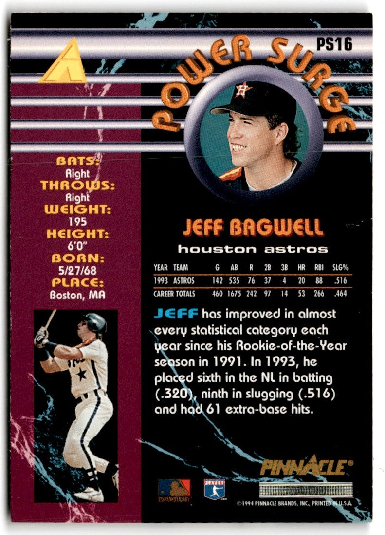 1994 Pinnacle Power Surge Jeff Bagwell