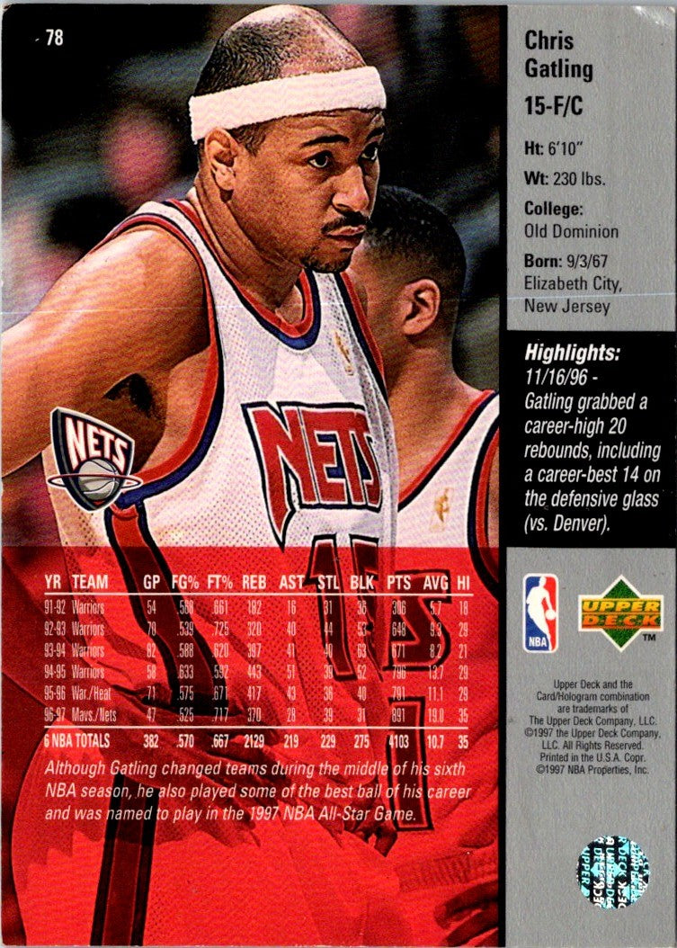 1997 Upper Deck Chris Gatling