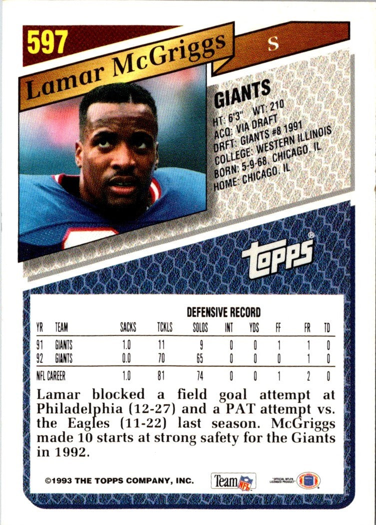 1993 Topps Lamar McGriggs