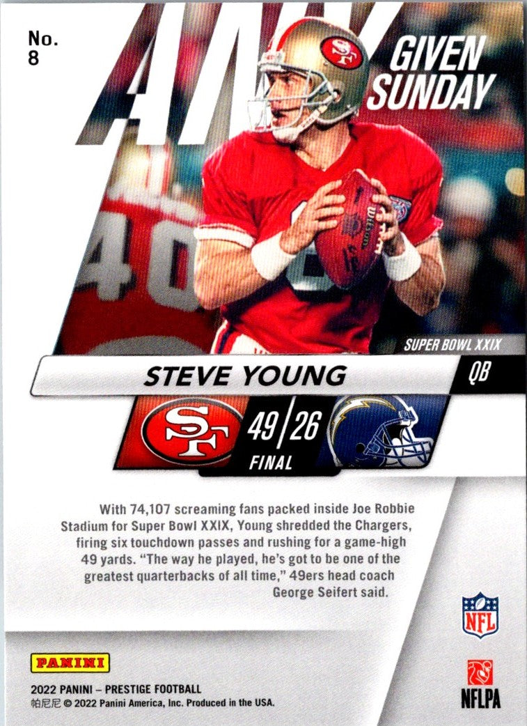 2022 Panini Prestige Any Given Sunday Steve Young