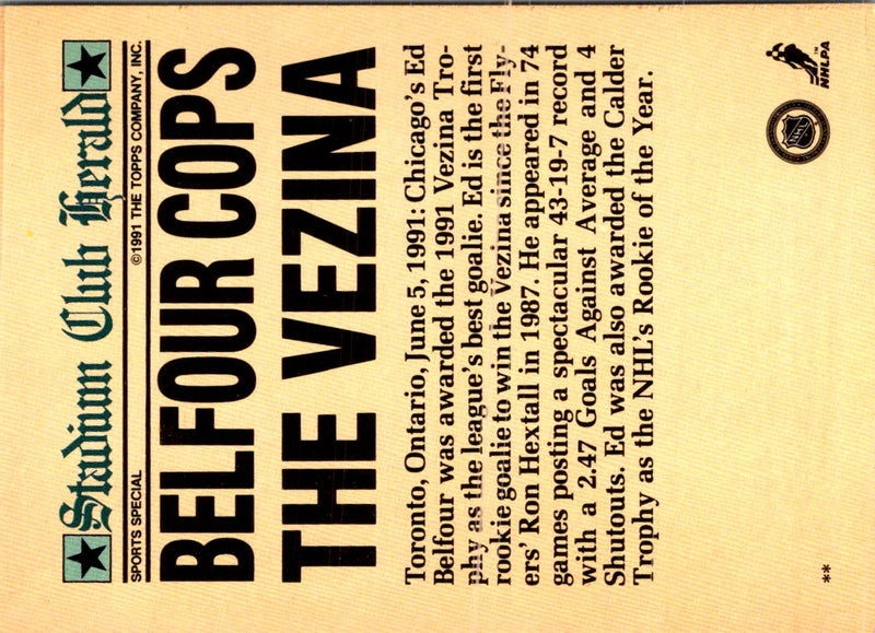 1991 Stadium Club Ed Belfour