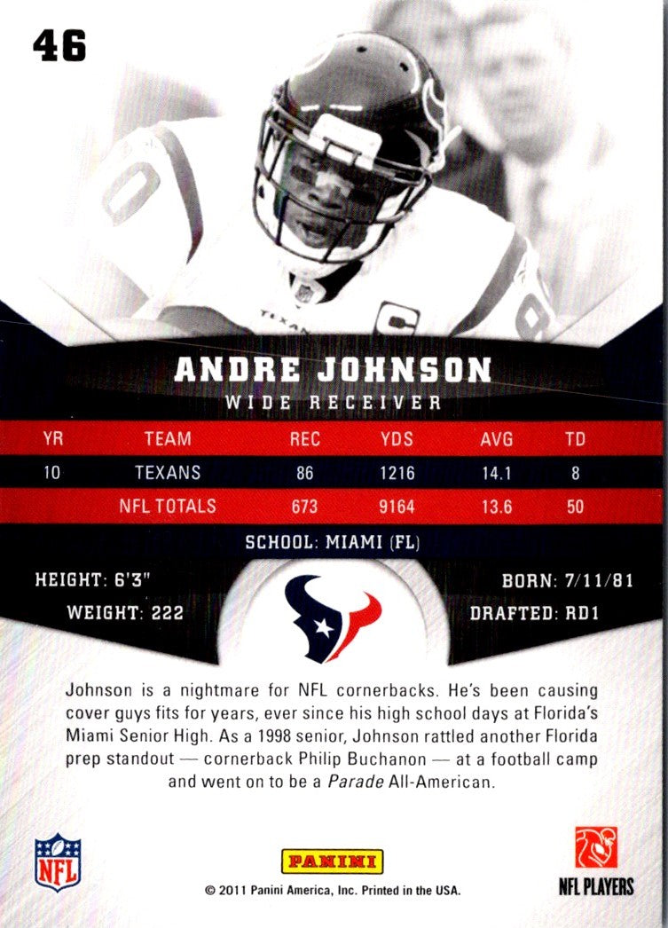 2011 Panini Gridiron Gear Andre Johnson