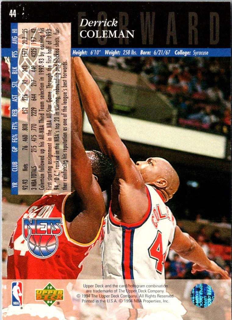 1993 Upper Deck Special Edition Derrick Coleman