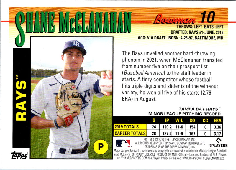 2021 Bowman Heritage Shane McClanahan