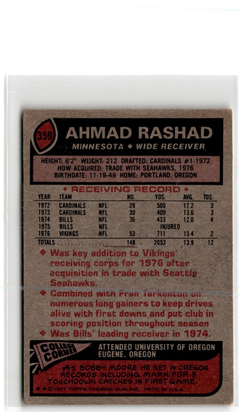 1977 Topps Ahmad Rashad