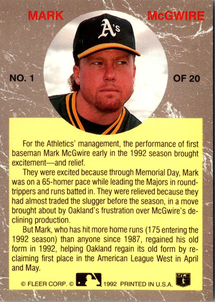 1992 Ultra All-Stars Mark McGwire