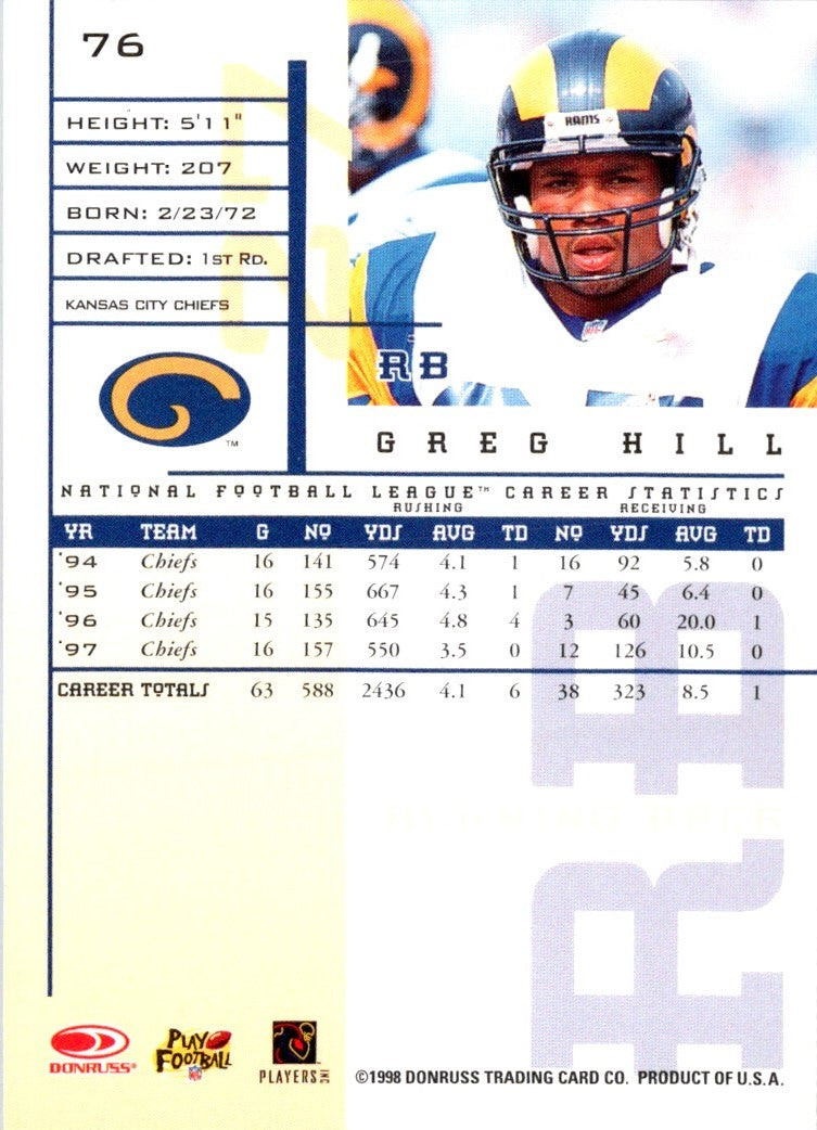 1998 Leaf Rookies & Stars Greg Hill