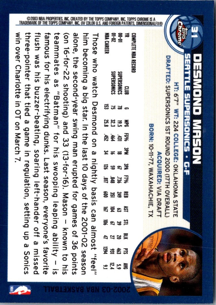 2002 Topps Chrome Desmond Mason