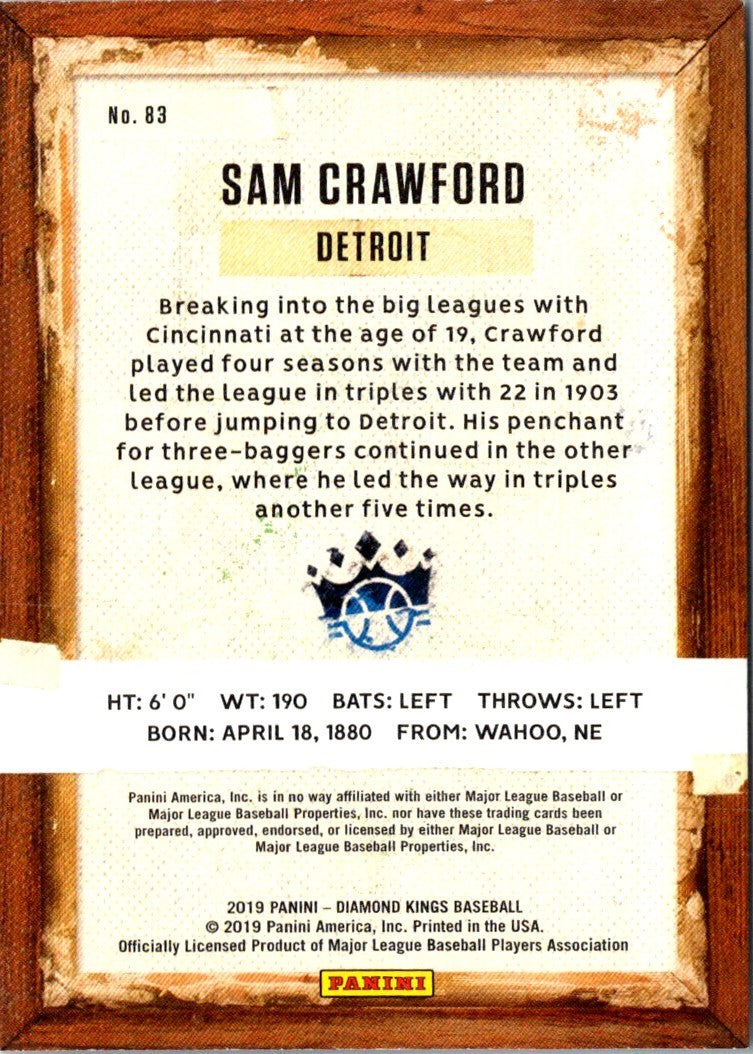 2019 Panini Diamond Kings Sam Crawford