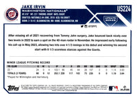 2023 Topps Update Jake Irvin #US224 Rookie
