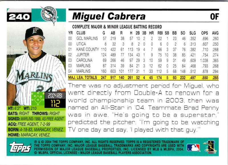 2005 Topps Miguel Cabrera