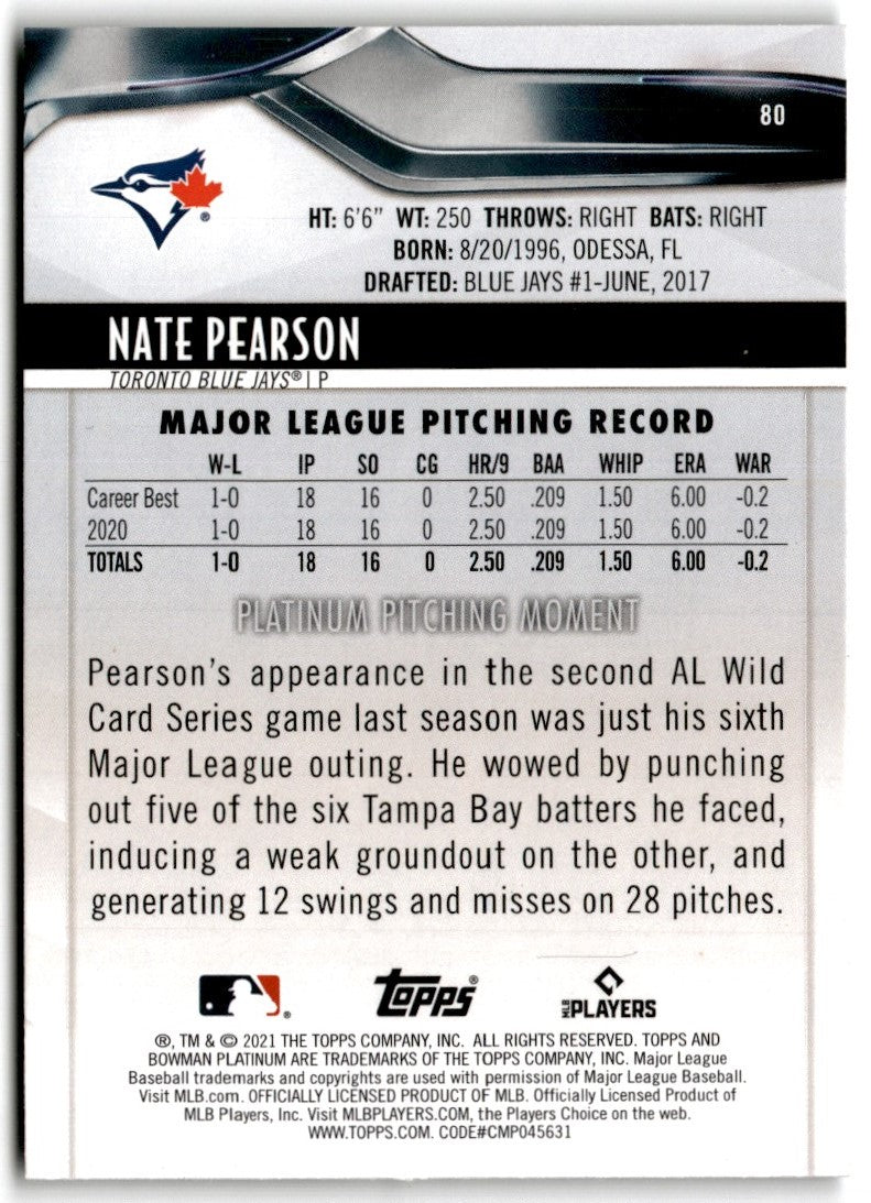 2021 Bowman Platinum Nate Pearson