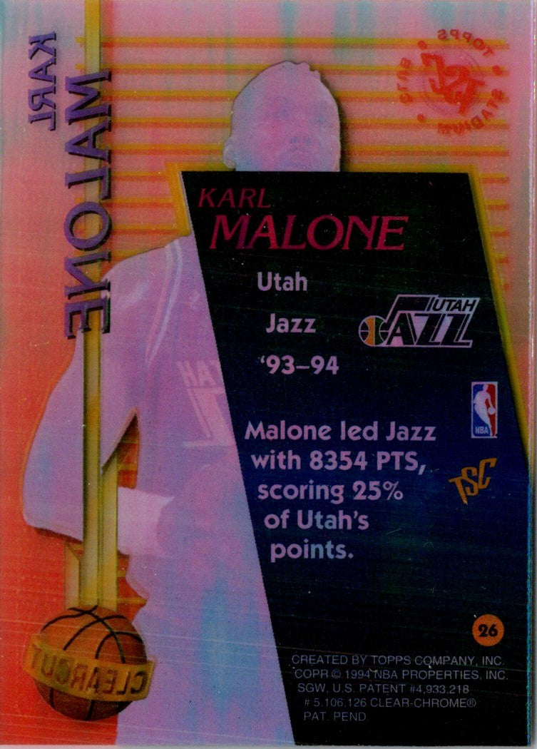 1994 Stadium Club Clear Cut Karl Malone