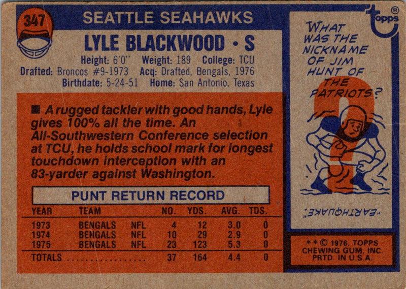 1976 Topps Lyle Blackwood