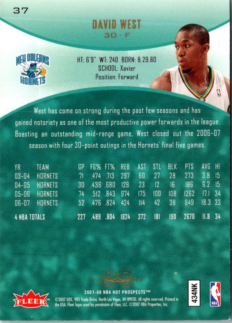 2007 Fleer Hot Prospects David West