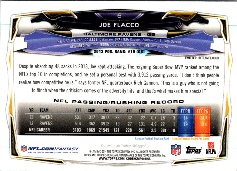 2014 Topps Chrome Joe Flacco