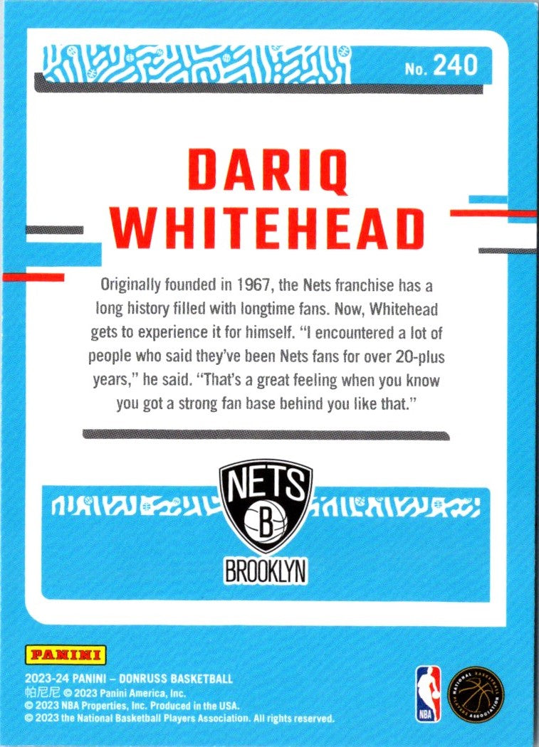 2023 Donruss Dariq Whitehead