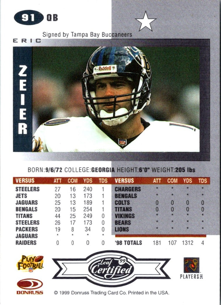 1999 Leaf Certified Eric Zeier