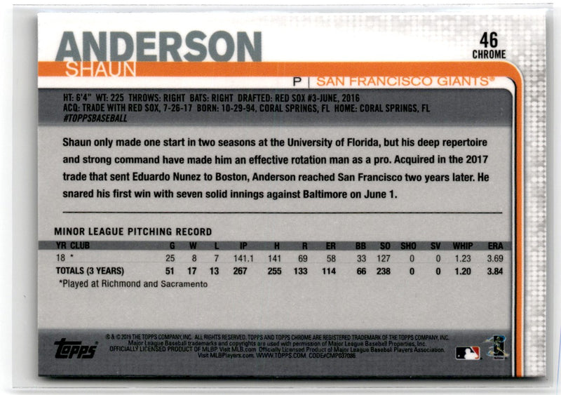 2019 Topps Chrome Update Edition Shaun Anderson