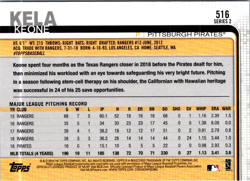 2019 Topps Keone Kela