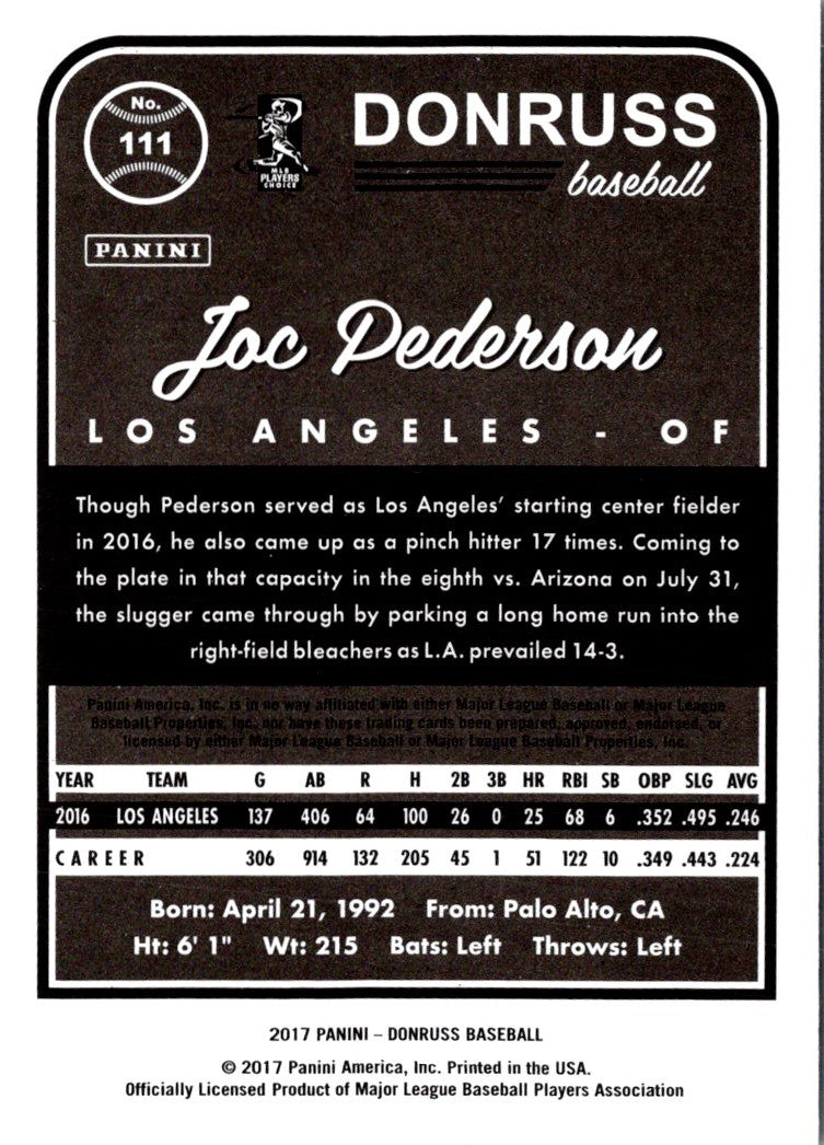 2017 Donruss Joc Pederson