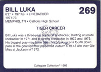 1989 Collegiate Collection Auburn Coke 580 Bill Luka #269