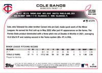 2022 Topps Update Cole Sands #US208 Rookie