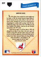 1991 Upper Deck Final Edition Sandy Alomar Jr. #81F